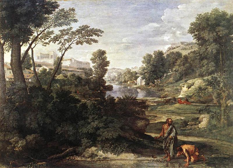 Nicolas Poussin Landscape with Diogenes Norge oil painting art